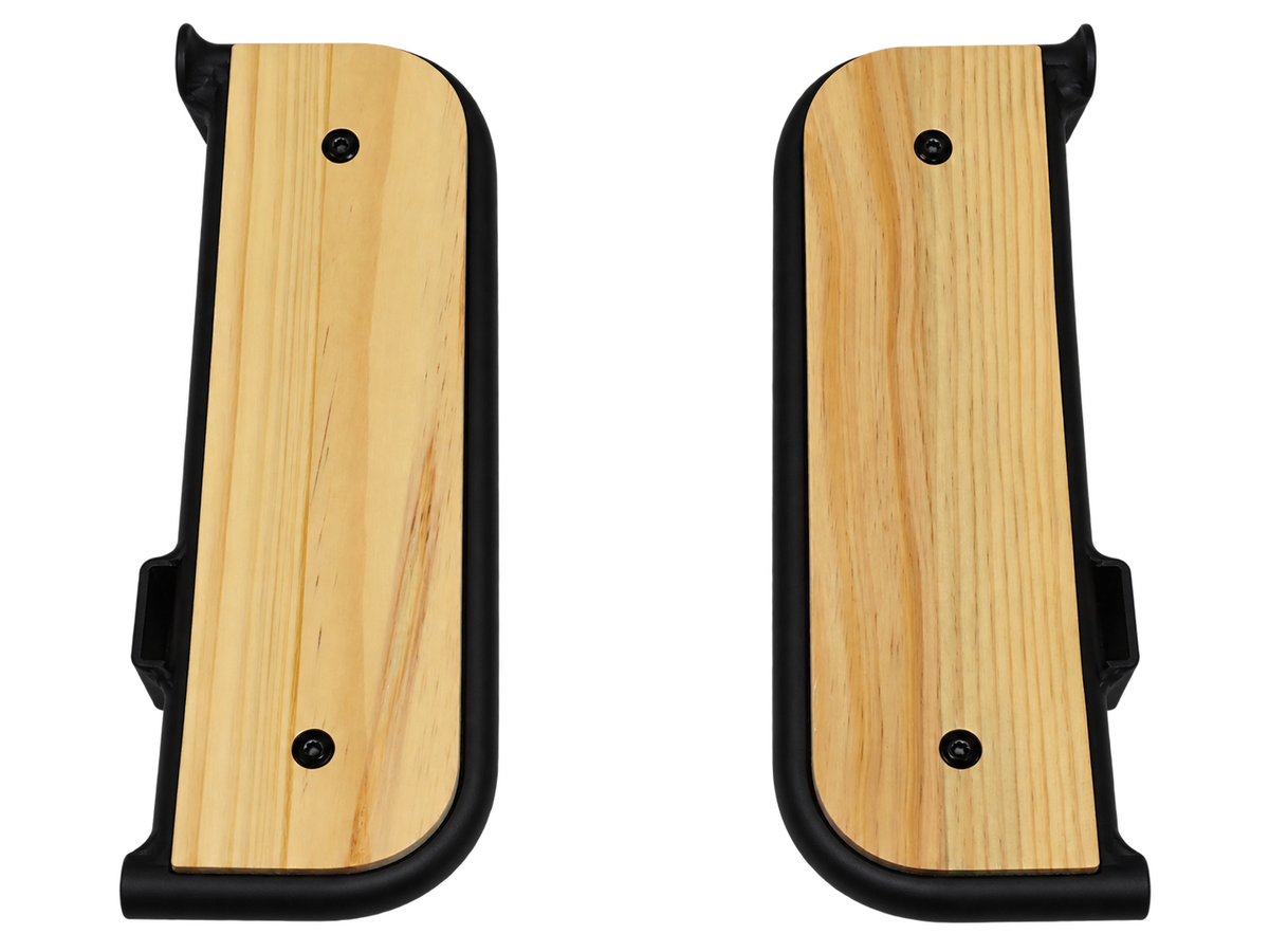 AIMA Big Sur U bamboo foot peg accessory featuring a natural bamboo footrest platform and black metal mounting bracket.