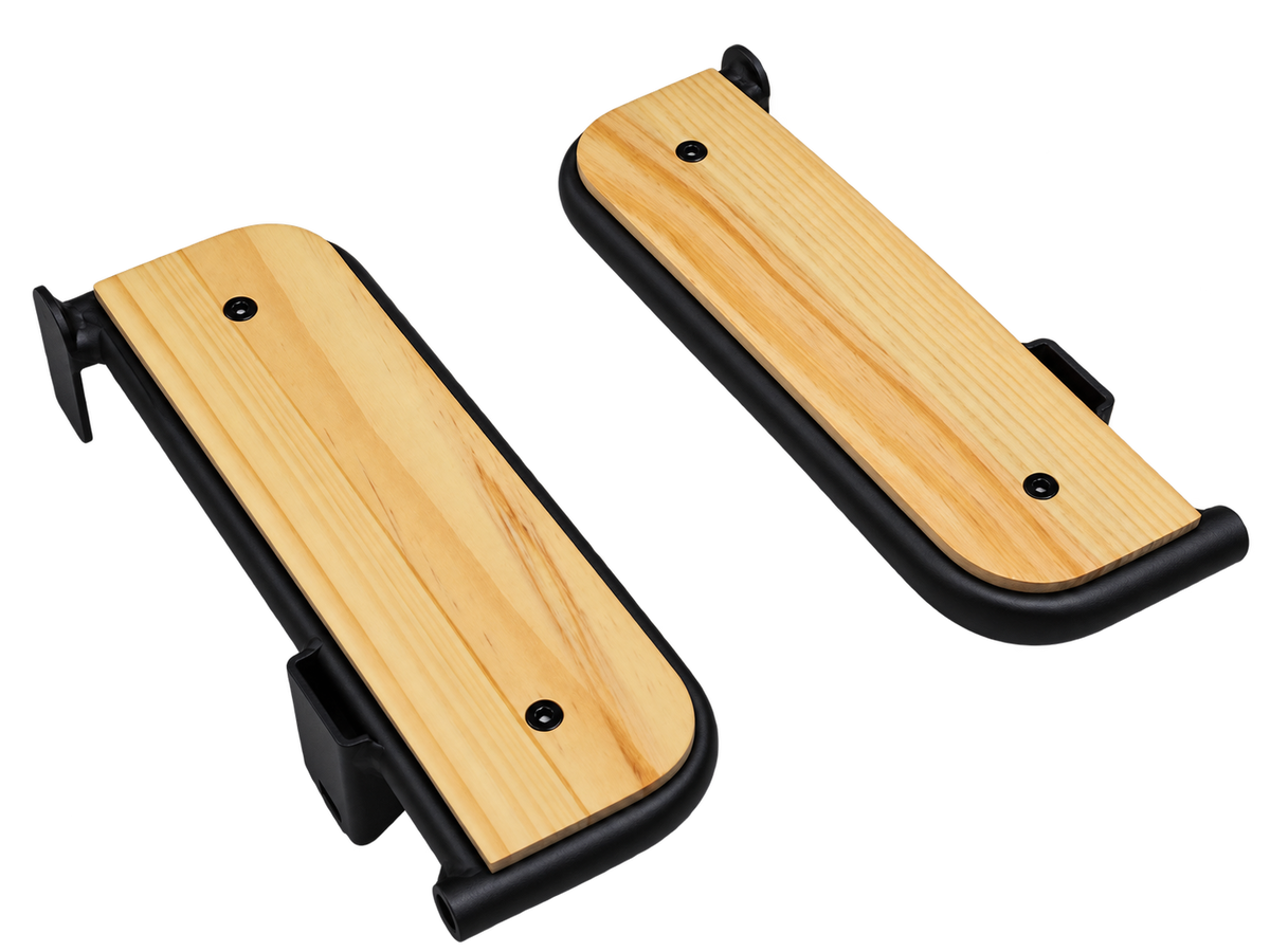 AIMA Big Sur U bamboo foot peg accessory featuring a natural bamboo footrest platform and black metal mounting bracket.